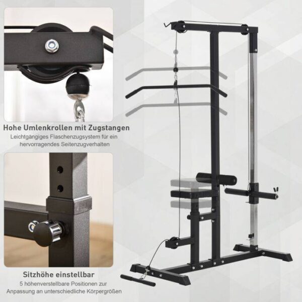 HOMCOM Kraftstation schwarz Stahl B/H/T: ca. 107x190x120 cm – Bild 3