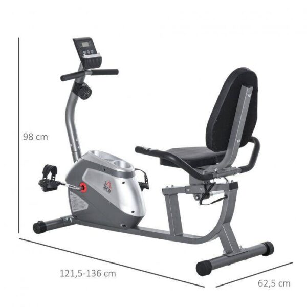 HOMCOM Liegeergometer grau Metall B/H/L: ca. 62,5x38x136 cm – Bild 2