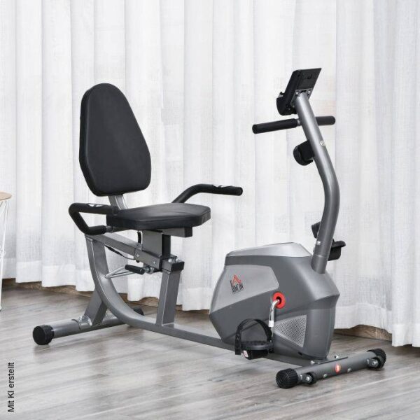HOMCOM Liegeergometer grau Metall B/H/L: ca. 62,5x38x136 cm – Bild 5