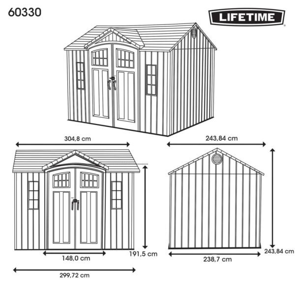 Lifetime Gartenhaus Saturn dunkelgrau B/H/L: ca. 305x244x244 cm – Bild 2