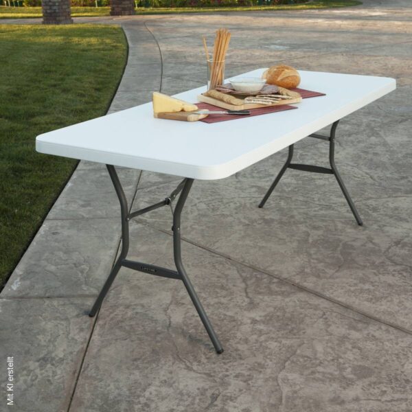 Lifetime Falt-Tisch weiß Kunststoff B/H/L: ca. 76x74x182 cm – Bild 4
