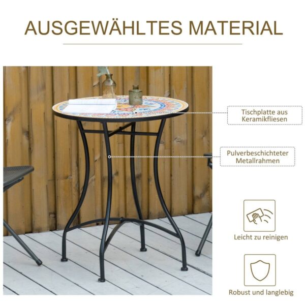 Outsunny Gartentisch bunt Keramik H/D: ca. 71x60 cm – Bild 4