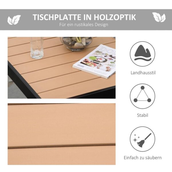 Outsunny Gartentisch natur Metall B/H/L: ca. 80x74x80 cm – Bild 2