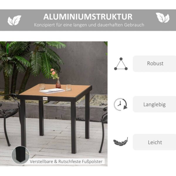 Outsunny Gartentisch natur Metall B/H/L: ca. 80x74x80 cm – Bild 3