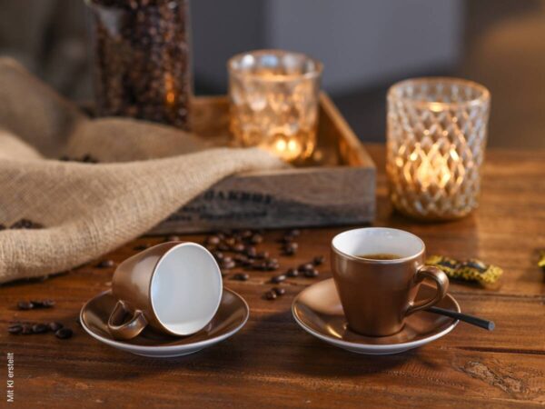 CreaTable Espressotassenset Golden Days gold Steinzeug 4 tlg. – Bild 3