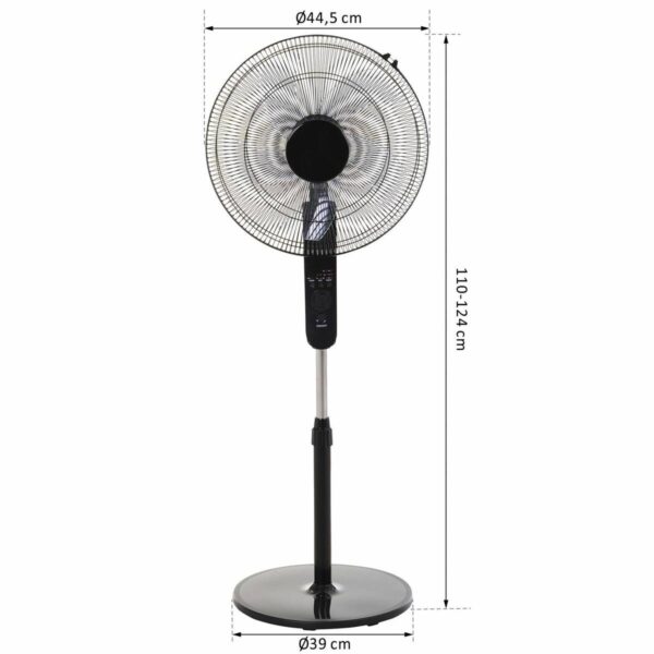 HOMCOM Standventilator mit Fernbedienung schwarz Metall Kunststoff H/D: ca. 124x45 cm – Bild 3
