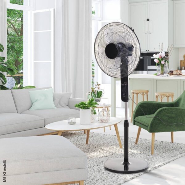 HOMCOM Standventilator mit Fernbedienung schwarz Metall Kunststoff H/D: ca. 124x45 cm – Bild 5