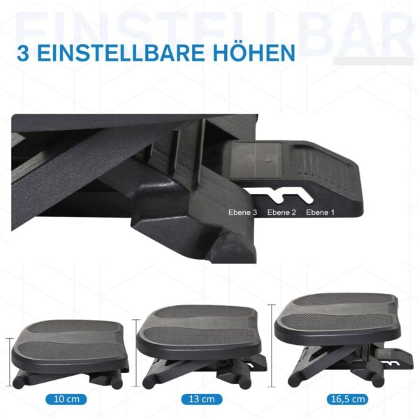 HOMCOM Fußstütze verstellbar schwarz – Bild 2