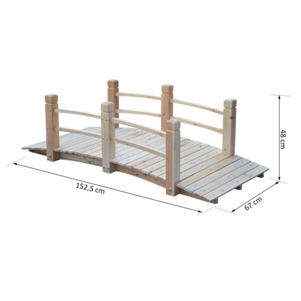 Outsunny Holzbrücke natur B/H/L: ca. 67x48x1525 cm ca. 181 kg – Bild 3