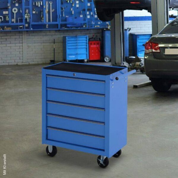 Werkstattwagen mit 5 Schubladen blau B/H/T: ca. 67,5x77x33 cm – Bild 2