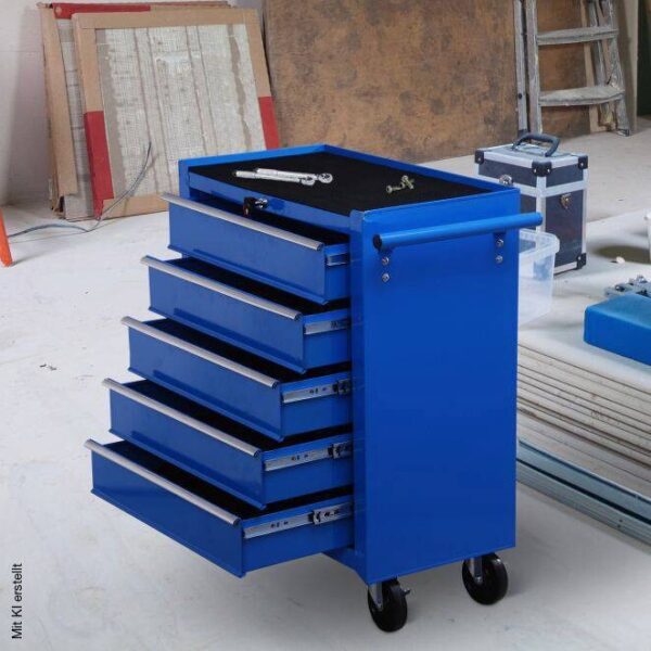 Werkstattwagen mit 5 Schubladen blau B/H/T: ca. 67,5x77x33 cm – Bild 4