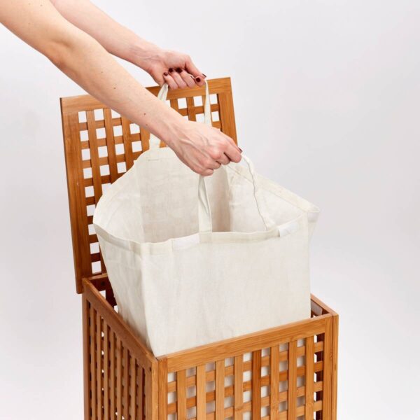 Zeller Wäschesammler natur Bambus B/H/L: ca. 40x58x40 cm – Bild 2
