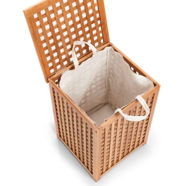Zeller Wäschesammler natur Bambus B/H/L: ca. 40x58x40 cm – Bild 3