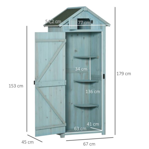 Outsunny Gartenhaus hellblau B/H/L: ca. 54x179x77 cm – Bild 2