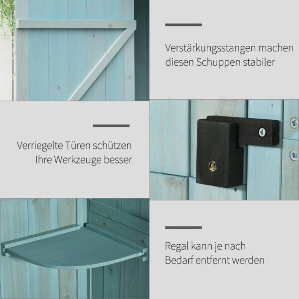 Outsunny Gartenhaus hellblau B/H/L: ca. 54x179x77 cm – Bild 5