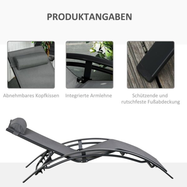 Outsunny Gartenliege grau Aluminium B/H/L: ca. 64x82x171 cm Outsunny Gartenliege grau Aluminium B/H/L: ca. 64x82x171 cm – Bild 2