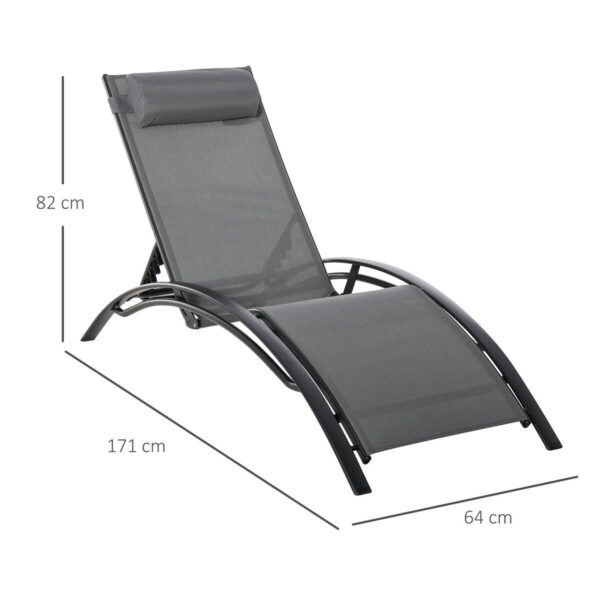 Outsunny Gartenliege grau Aluminium B/H/L: ca. 64x82x171 cm Outsunny Gartenliege grau Aluminium B/H/L: ca. 64x82x171 cm – Bild 3