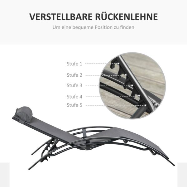 Outsunny Gartenliege grau Aluminium B/H/L: ca. 64x82x171 cm Outsunny Gartenliege grau Aluminium B/H/L: ca. 64x82x171 cm – Bild 5