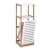 Standregal mit Wäschesammler weiß Bambus B/H/L: ca. 33x98x36,3 cm – Bild 2