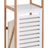 Standregal mit Wäschesammler weiß Bambus B/H/L: ca. 33x98x36,3 cm – Bild 3