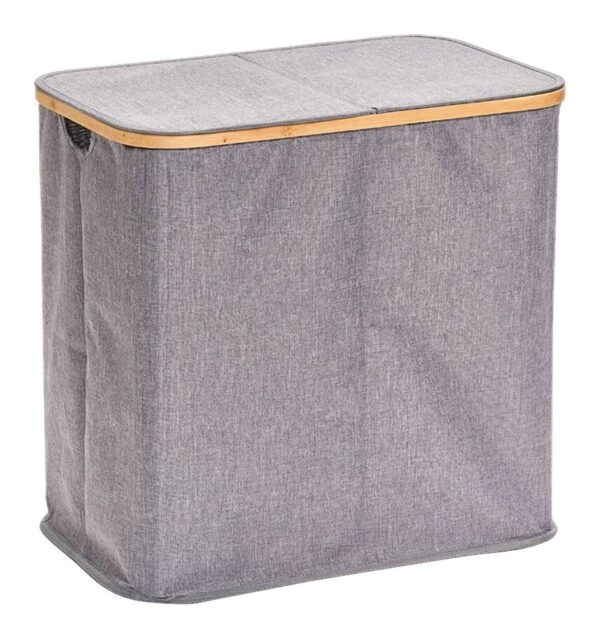 Zeller Wäschesammler 2-fach grau Polyester B/H/L: ca. 33,5x50,5x53,5 cm – Bild 2