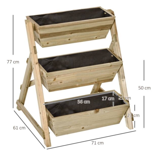 Outsunny Blumentreppe natur Holz B/H/L: ca. 61x77x71 cm Outsunny Blumentreppe natur Holz B/H/L: ca. 61x77x71 cm – Bild 2