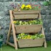 Outsunny Blumentreppe natur Holz B/H/L: ca. 61x77x71 cm Outsunny Blumentreppe natur Holz B/H/L: ca. 61x77x71 cm – Bild 3