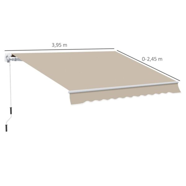 Outsunny Fenstermarkise mit Handkurbel weiß B/T/L: ca. 395x350x245 cm – Bild 2