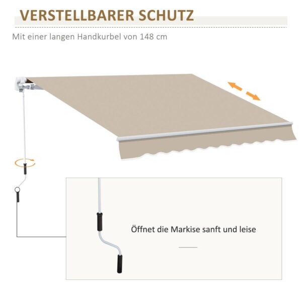 Outsunny Fenstermarkise mit Handkurbel weiß B/T/L: ca. 395x350x245 cm – Bild 3