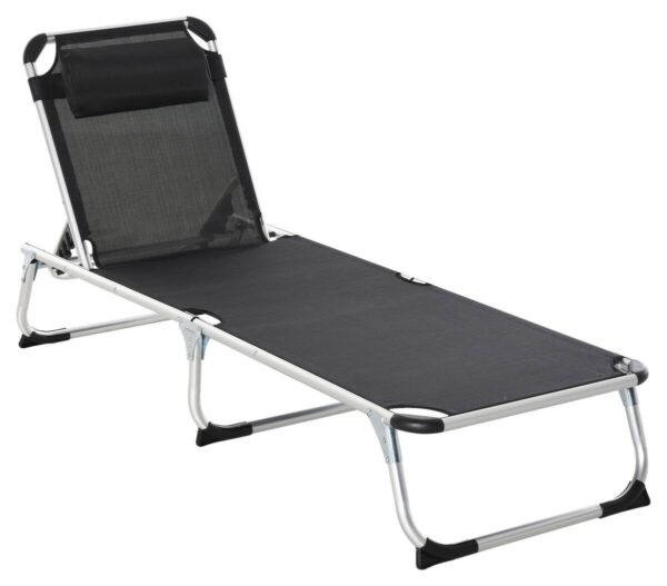 Outsunny Sonnenliege mit Kopfkissen schwarz Aluminium B/H/L: ca. 60x76x170 cm Outsunny Sonnenliege mit Kopfkissen schwarz Aluminium B/H/L: ca. 60x76x170 cm – Bild 3