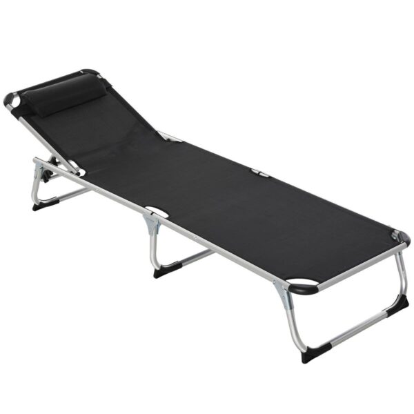 Outsunny Sonnenliege mit Kopfkissen schwarz Aluminium B/H/L: ca. 60x76x170 cm Outsunny Sonnenliege mit Kopfkissen schwarz Aluminium B/H/L: ca. 60x76x170 cm – Bild 5