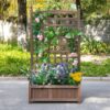 Outsunny Pflanzkasten braun Holz B/H/L: ca. 28x120x64 cm – Bild 3