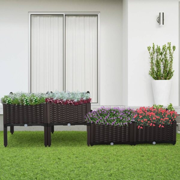 Outsunny Hochbeet dunkelbraun Polypropylen B/T: ca. 80x40 cm – Bild 5