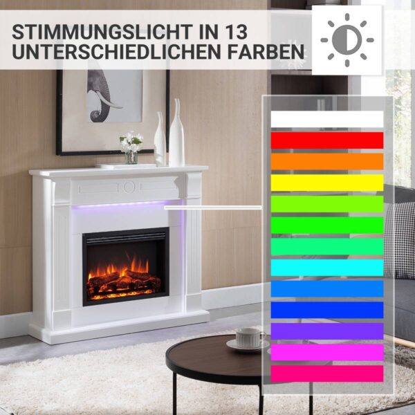 Balderia Elektrischer-Kamin Hikaru EF61D-MT119C weiß B/H/T: ca. 110x99x31 cm ca. 2000 W – Bild 3