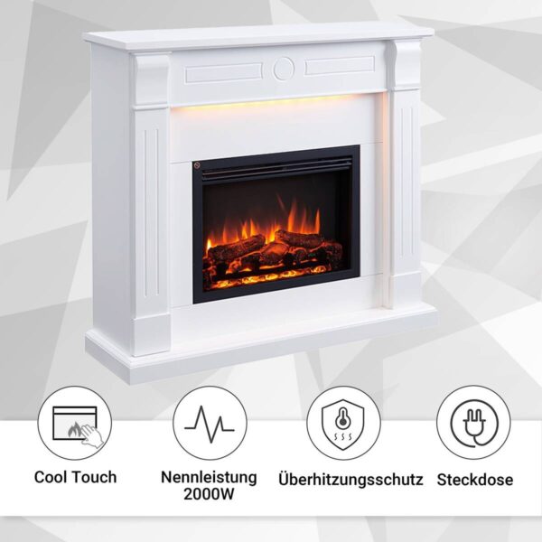 Balderia Elektrischer-Kamin Hikaru EF61D-MT119C weiß B/H/T: ca. 110x99x31 cm ca. 2000 W – Bild 4
