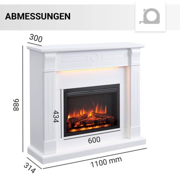 Balderia Elektrischer-Kamin Hikaru EF61D-MT119C weiß B/H/T: ca. 110x99x31 cm ca. 2000 W – Bild 5