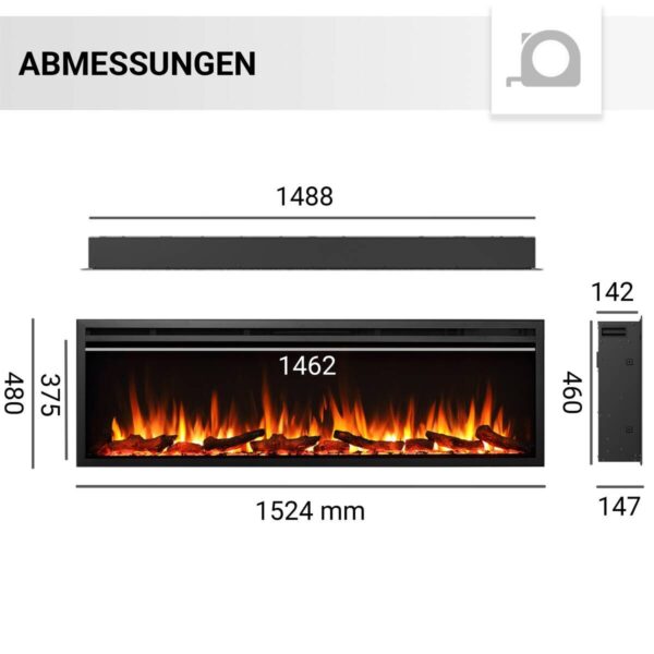 Balderia Elektrischer-Kamin Atlanta EF288B schwarz B/H/L: ca. 14,7x48x152,4 cm – Bild 2