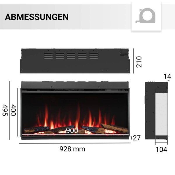 Balderia Elektrischer-Kamin EF407A Athena 36"" B/H/T/L: ca. 92,8x49,5x21x92,8 cm Balderia Elektrischer-Kamin EF407A Athena 36"" B/H/T/L: ca. 92,8x49,5x21x92,8 cm – Bild 2