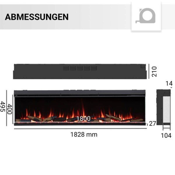 Balderia Elektrischer-Kamin B/H/T/L: ca. 182,8x49,5x21x182,8 cm Balderia Elektrischer-Kamin B/H/T/L: ca. 182,8x49,5x21x182,8 cm – Bild 3