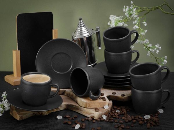 CreaTable Cappuccinotassen-Set Soft Touch schwarz Steinzeug 12 tlg. CreaTable Cappuccinotassen-Set Soft Touch schwarz Steinzeug 12 tlg. – Bild 2