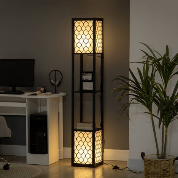 HOMCOM Stehlampe B31-321V90 schwarz Baumwolle MDF B/H/T: ca. 26x156x26 cm HOMCOM Stehlampe B31-321V90 schwarz Baumwolle MDF B/H/T: ca. 26x156x26 cm – Bild 4