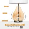 HOMCOM 2er-Tischleuchtenset B31-251 goldgelb cremeweiß silber Leinen Stahl Glas B/H/T: ca. 30x56x30 cm E27 1 Brennstellen – Bild 5