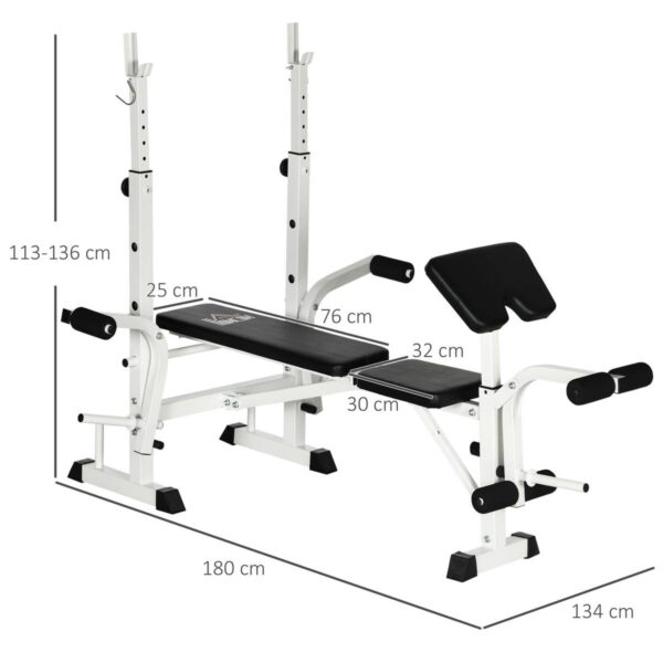HOMCOM Hantelbank weiß Stahl B/H/L: ca. 134x136x180 cm – Bild 4