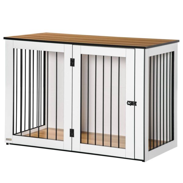 PawHut Hundekäfig weiß Spanplatte B/H/L: ca. 60x76x106 cm PawHut Hundekäfig weiß Spanplatte B/H/L: ca. 60x76x106 cm – Bild 3