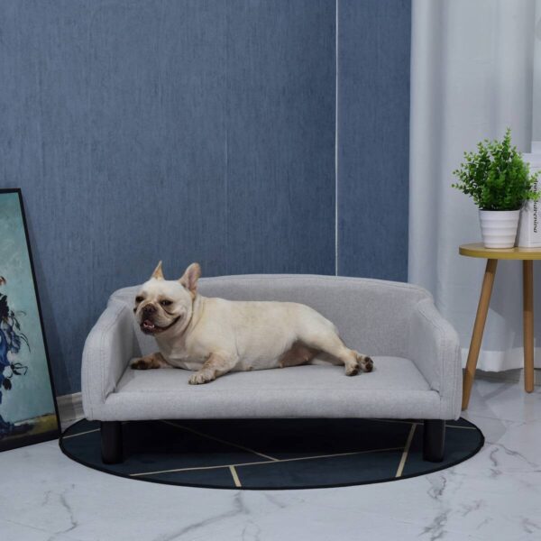 PawHut Hundesofa hellgrau Polyester B/H/L: ca. 82x36x54 cm – Bild 2