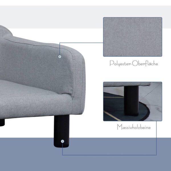 PawHut Hundesofa hellgrau Polyester B/H/L: ca. 82x36x54 cm – Bild 4