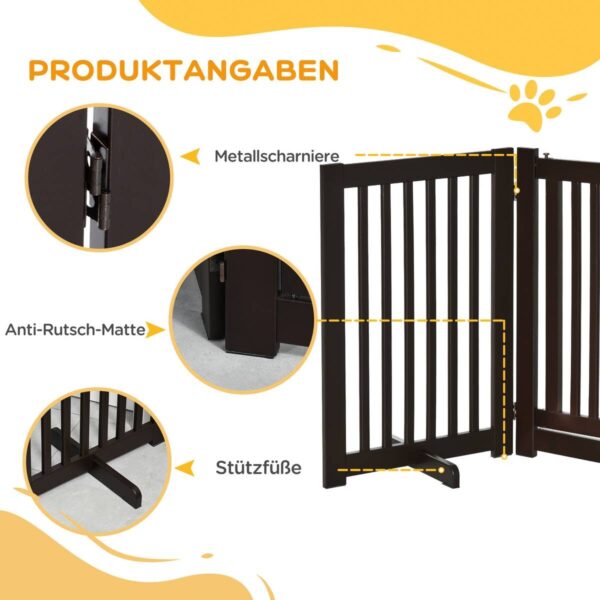 PawHut Absperrgitter dunkelbraun MDF H/L: ca. 76x1,5 cm – Bild 2