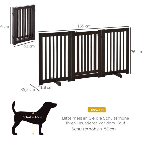 PawHut Absperrgitter dunkelbraun MDF H/L: ca. 76x1,5 cm – Bild 4