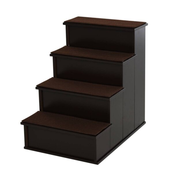 PawHut Haustiertreppe dunkelbraun MDF B/H/L: ca. 40x54,2x59 cm – Bild 2