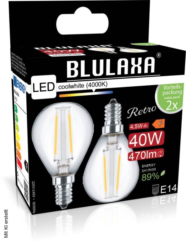 Blulaxa LED-Leuchtmittel Filamentlampe 49800 2er Pack E14 – Bild 3